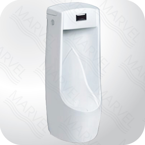 โถปัสสาวะชายพร้อมฟลัชวาล์วอัตโนมัติ  รุ่น MU-104-1 Automatic Urinal Flusher ฟลัชวาล์วเซนเซอร์ ฟลัชออโต้ โถปัสสาวะชายอัตโนมัติ MARVEL  จำหน่ายฟลัชวาล์วอัตโนมัติ Automatic flusher โถชักโครกอัตโนมัติ มาตรฐาน GMP, HACCP ผู้เชี่ยวชาญด้านสุขภัณฑ์อัตโนมัติ ระบบอินฟาเรด เซนเซอร์ ทำงาน เปิด